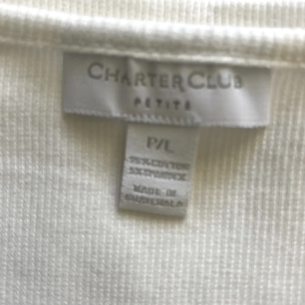 NWOT Two Charter Club Lace appliqué trimmed v-neck ribbed tank tops Petite/Lg - Picture 5 of 8